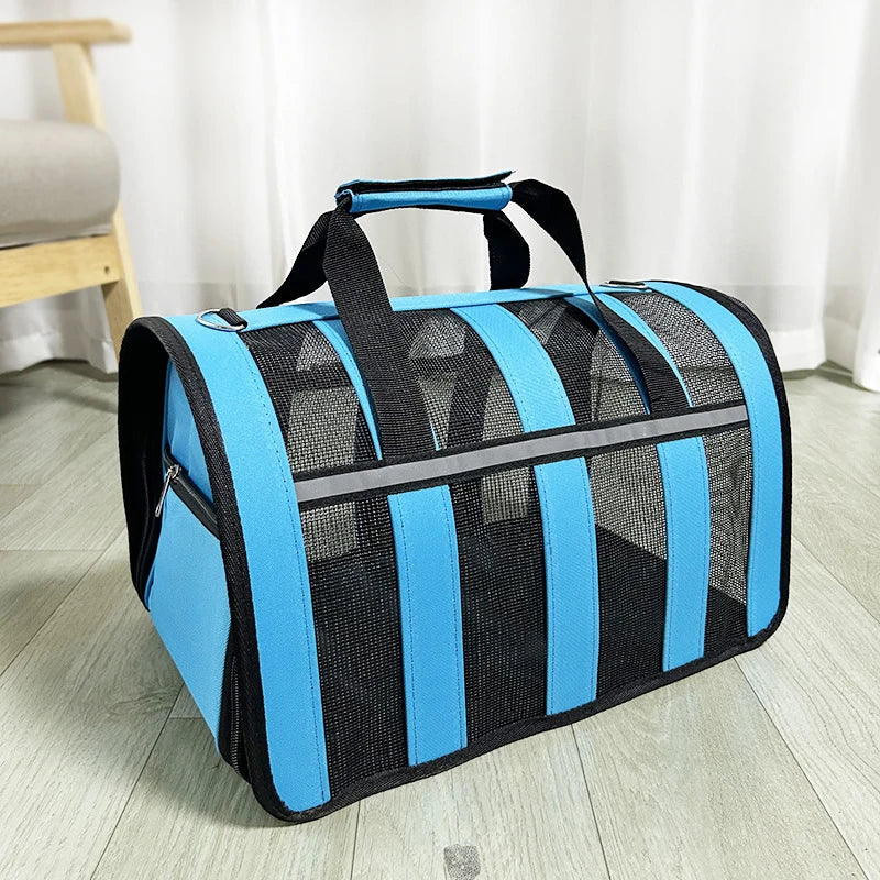 Sac Bandoulière Transport Chat - Bleu / L (46x29x26cm)