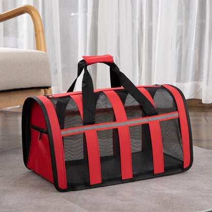 Sac Bandoulière Transport Chat - Rouge / L (46x29x26cm)